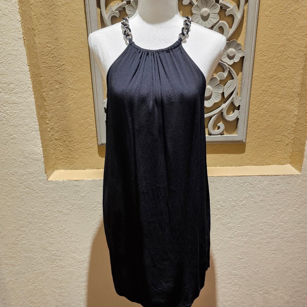 Michael Kors S Black Halter Viscose Dress Evening Chic Minimalist Y2K Revival - Picture 3 of 11